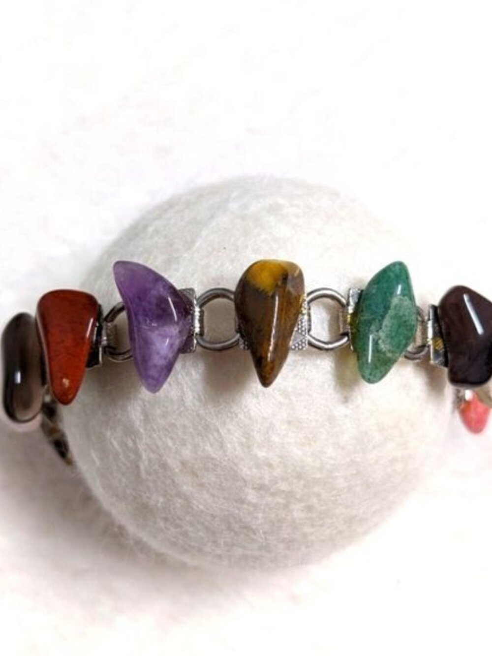 Vintage 1960's Various Semi Precious Polished Stone Bracelet